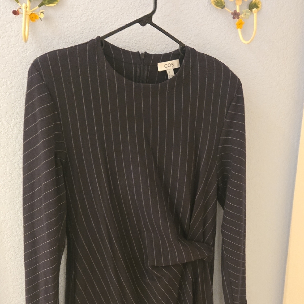 COS Dark Navy Pinstripe Dress